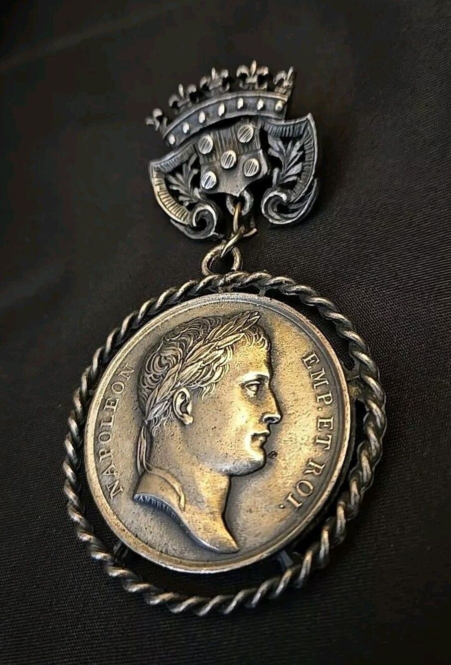 Jean-Bertrand Andrieu Signed Napoleon Cliche Medal made into Brooch 1820s France